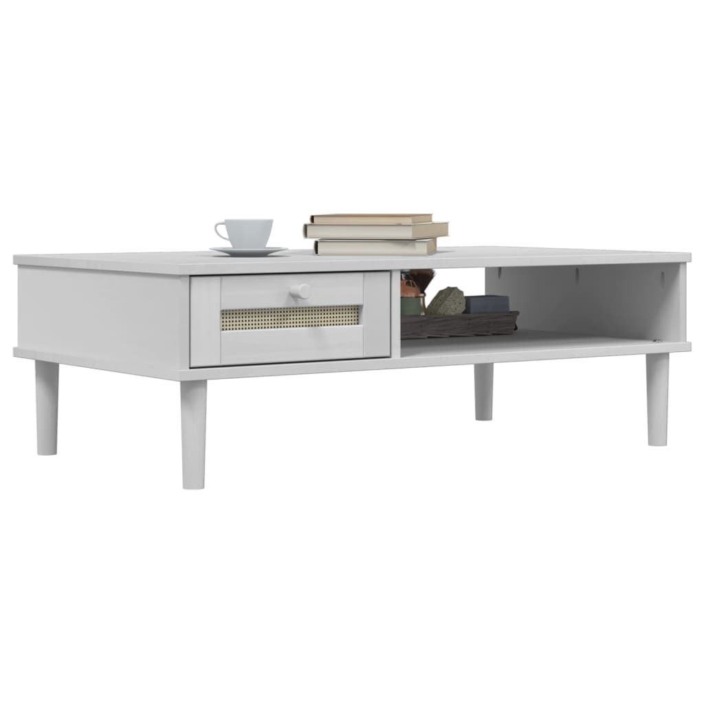 Mesa de centro senja 100x55x33 cm pinho maciço branco