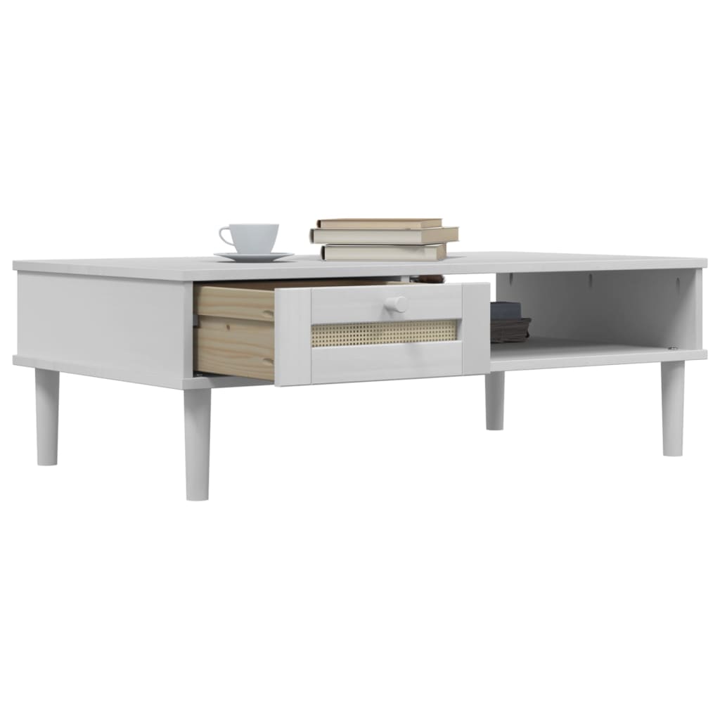 Mesa de centro senja 100x55x33 cm pinho maciço branco