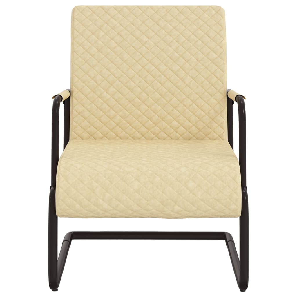 Cadeira cantilever em couro artificial cor creme