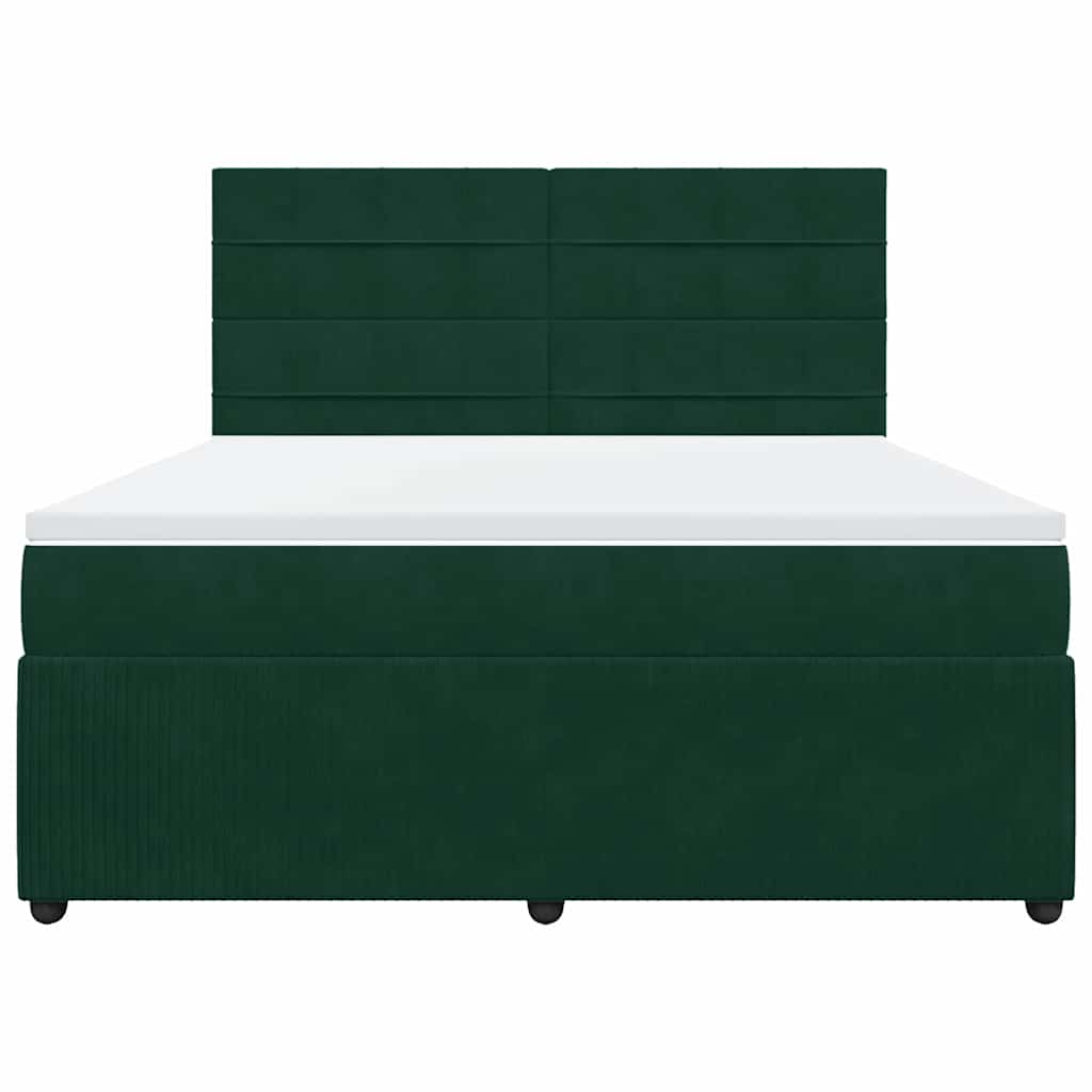 Cama com molas/colchão 180x200 cm veludo verde-escuro