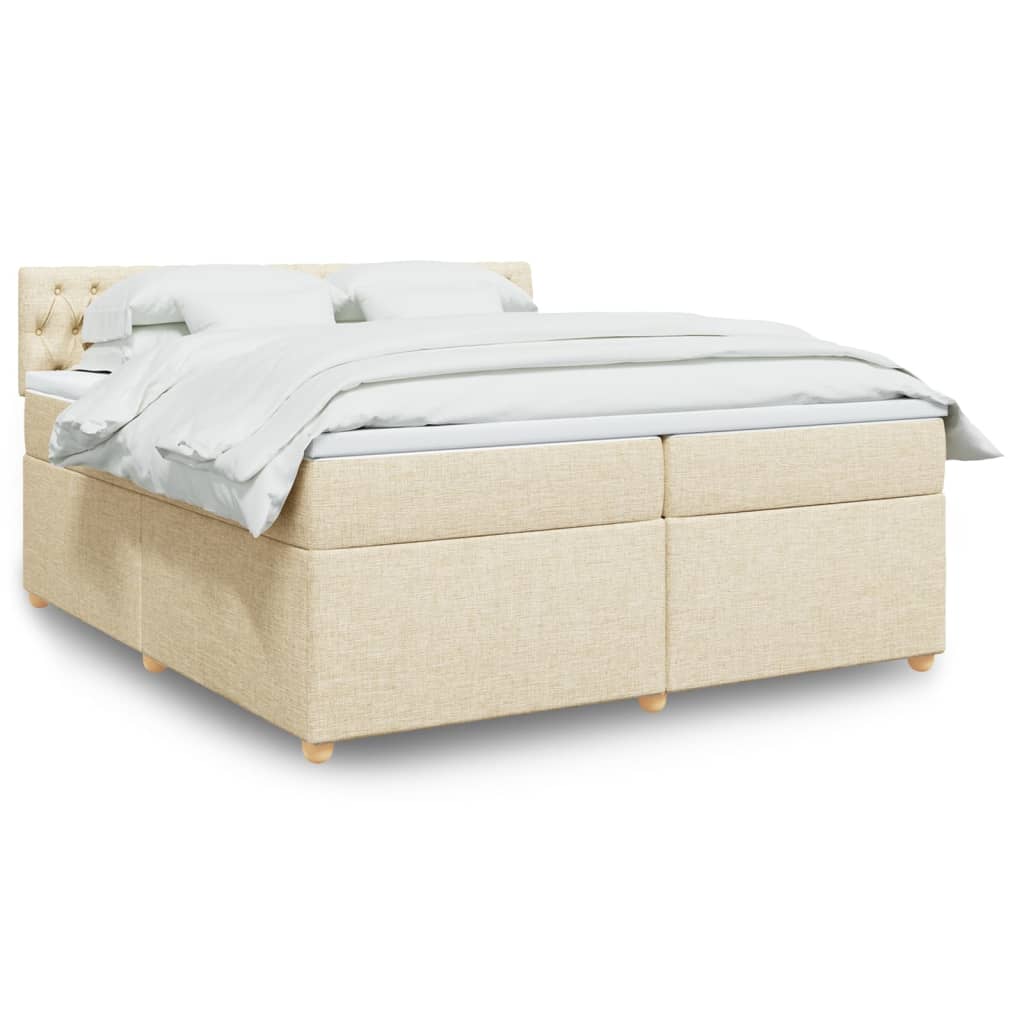 Cama com molas/colchão 200x200 cm tecido cor creme