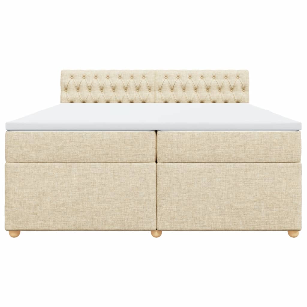 Cama com molas/colchão 200x200 cm tecido cor creme