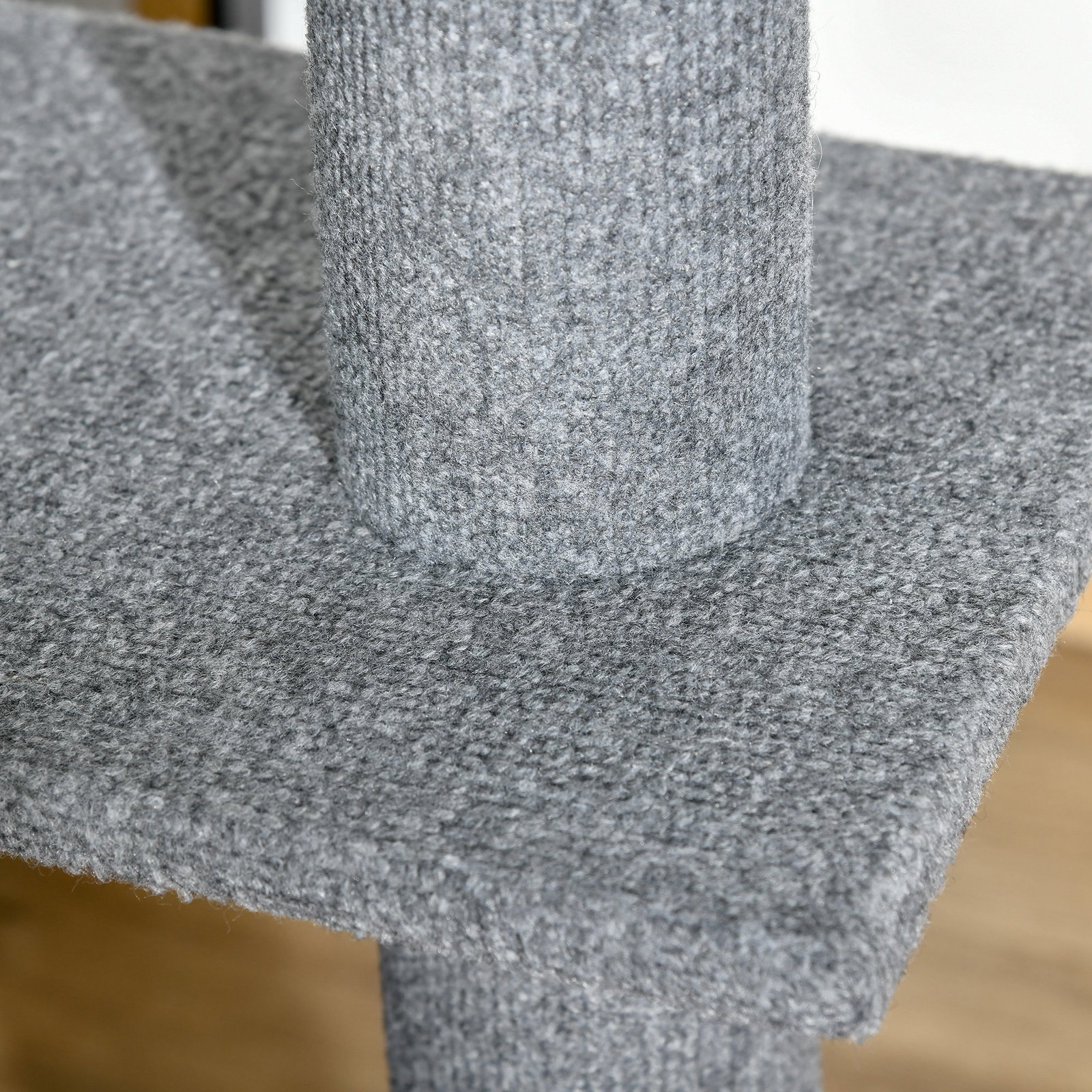 Arranhador para Gatos do Chão ao Teto com Altura Ajustável, 4 Plataformas e Poste 43x27x228-260 cm Cinzento