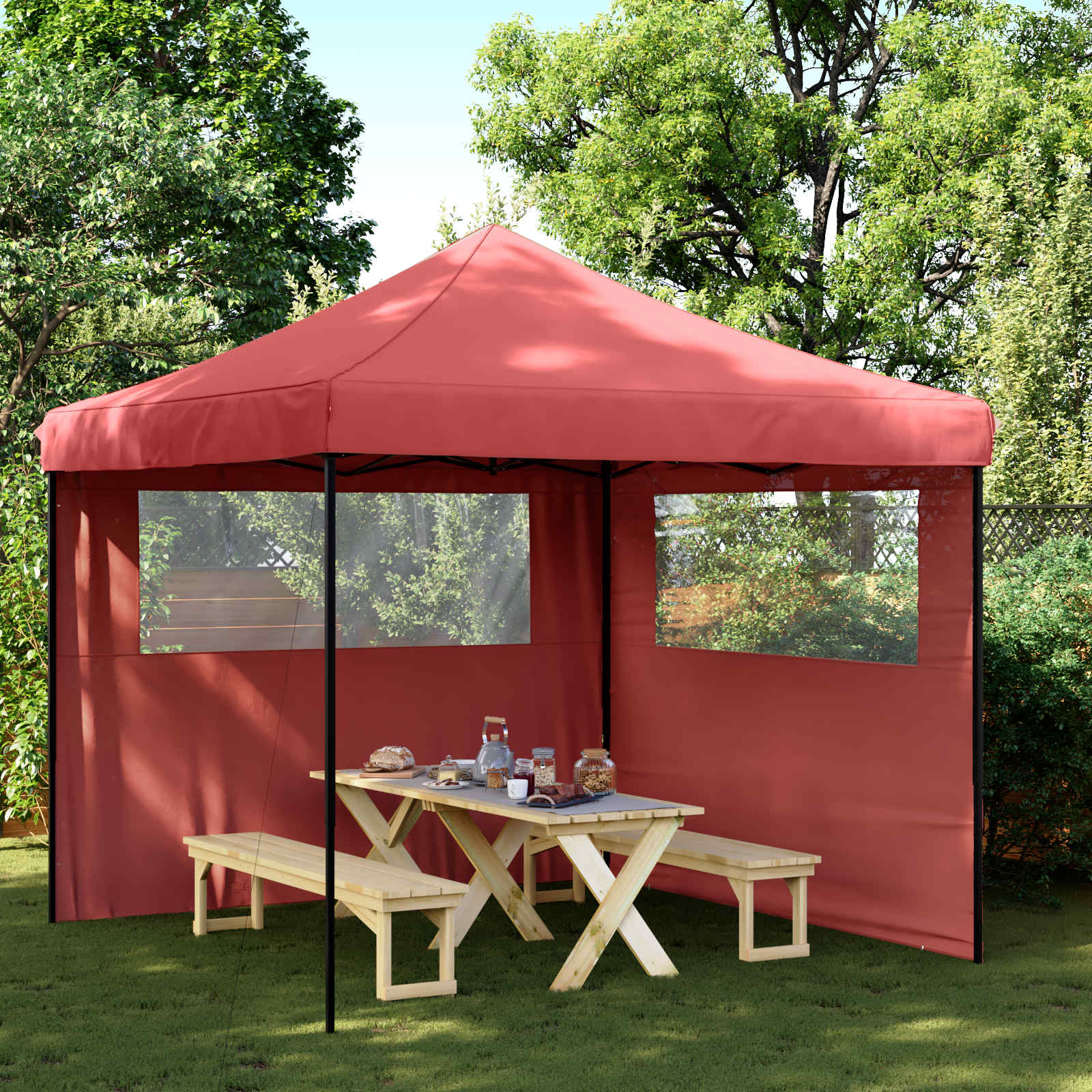Tenda de festa borgonha 292 x 292 x 315 cm tecido oxford