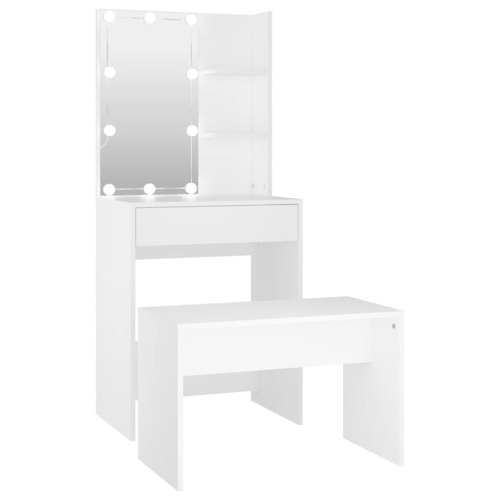 Conjunto toucador c/ leds madeira processada branco