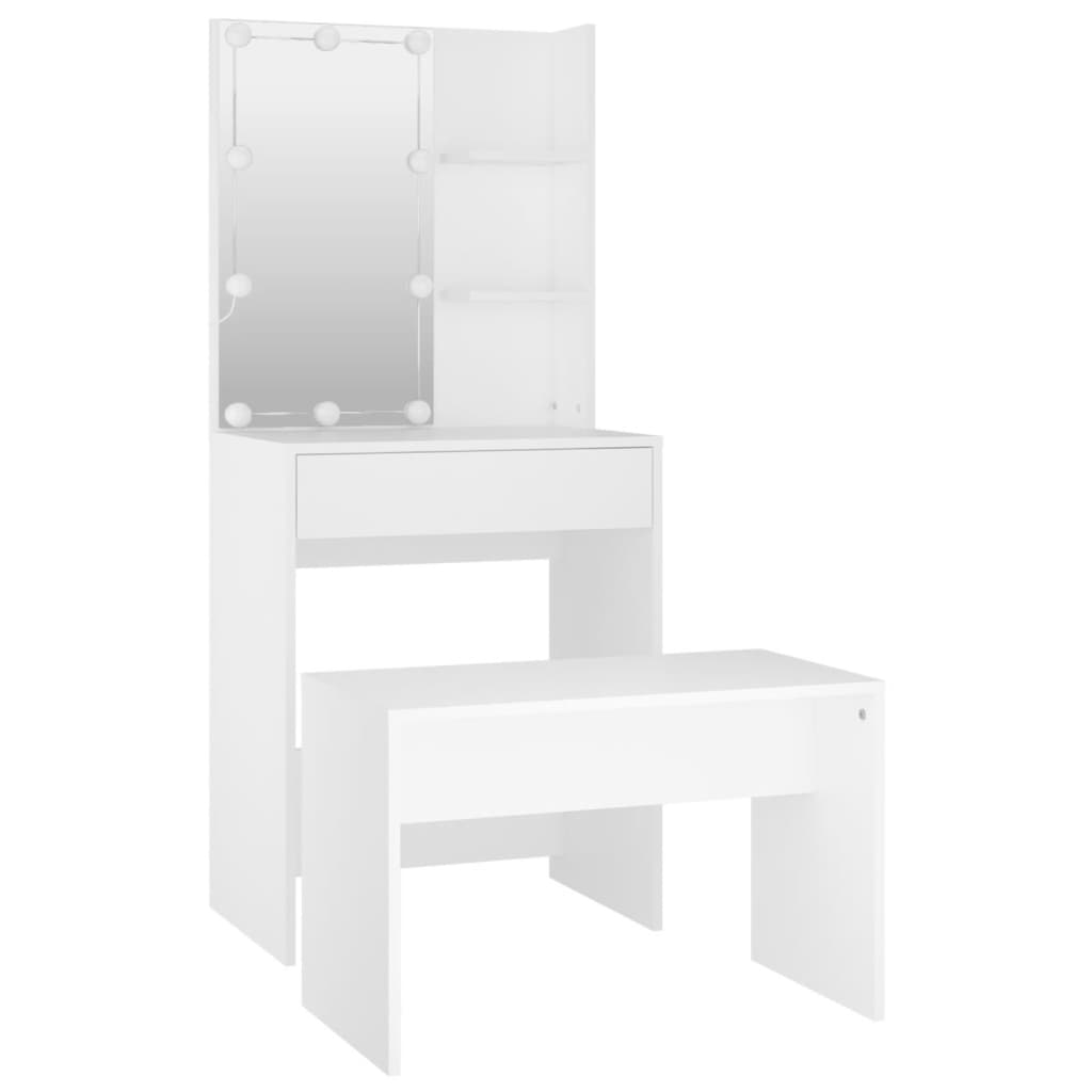 Conjunto toucador c/ leds madeira processada branco