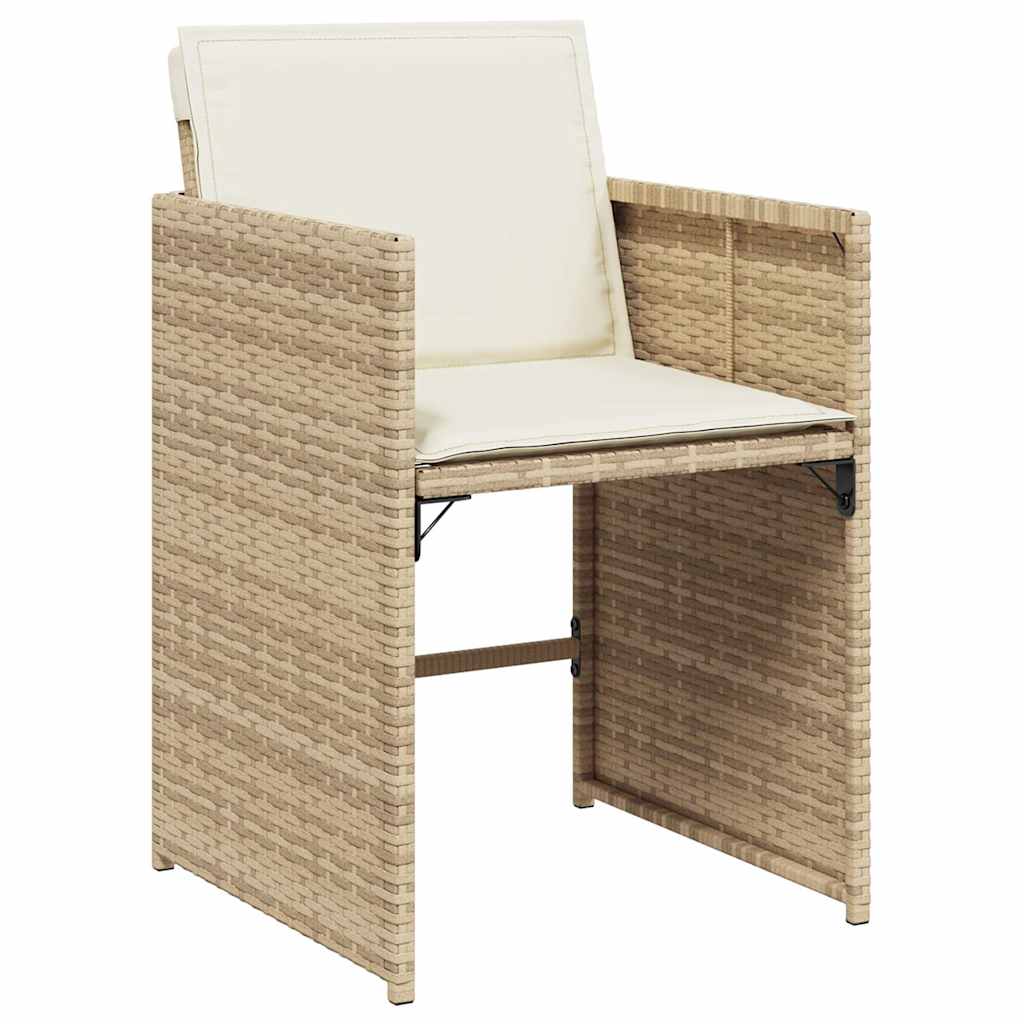 Cadeiras de jardim com almofadões 4 pcs vime PE bege