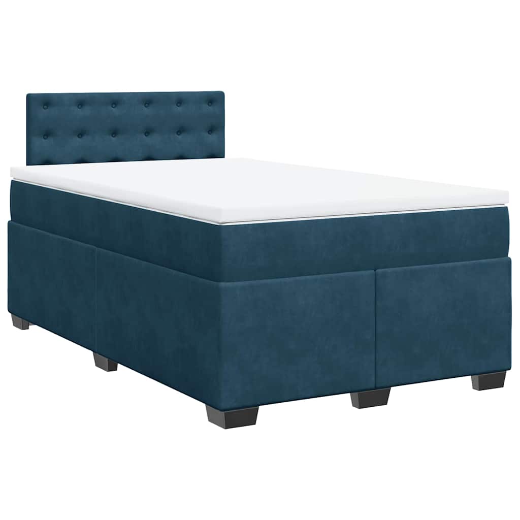 Cama boxspring com colchão 120x200 cm veludo azul