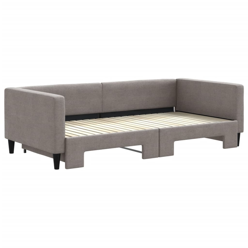 Sofá-cama com gavetão 100x200 cm tecido cinzento-acastanhado