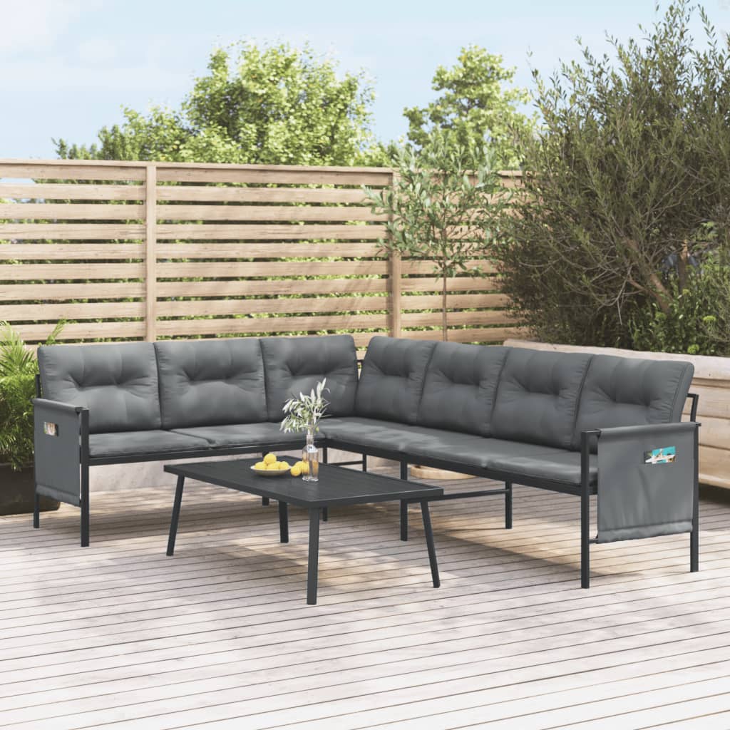 2 Pcs conjunto lounge de jardim aço antracite