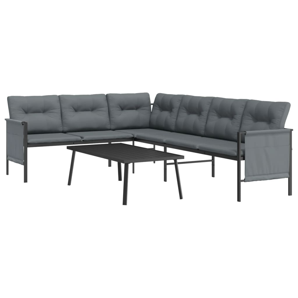 2 Pcs conjunto lounge de jardim aço antracite