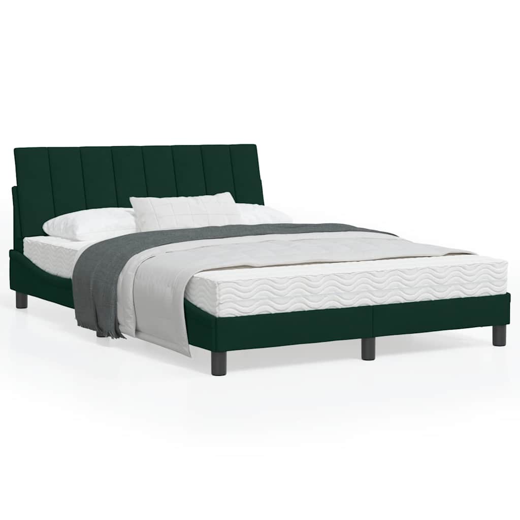 Cama com colchão hanko 120x200 cm veludo verde-escuro