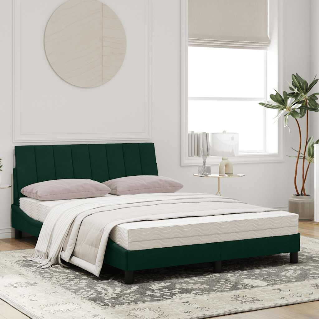 Cama com colchão hanko 120x200 cm veludo verde-escuro