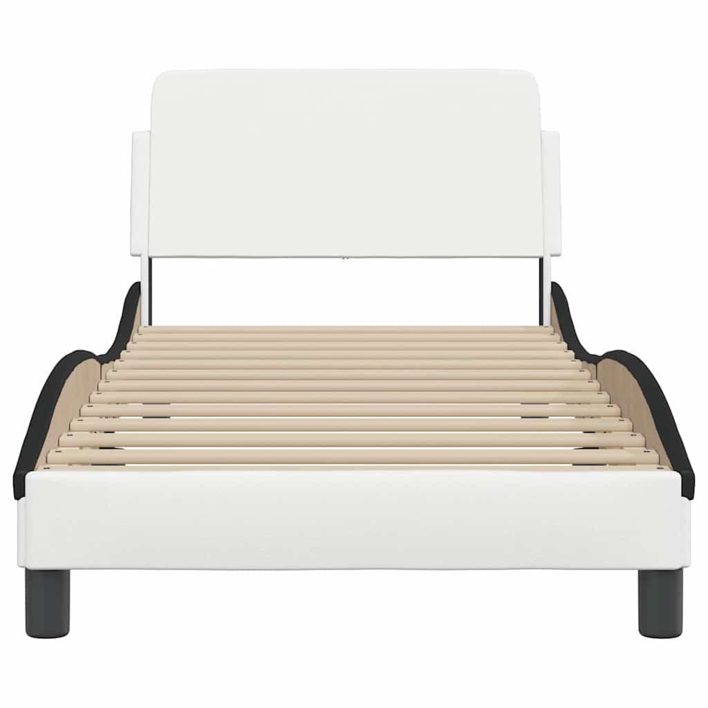 Estrutura de cama dover couro artificial 80x200 branco/preto