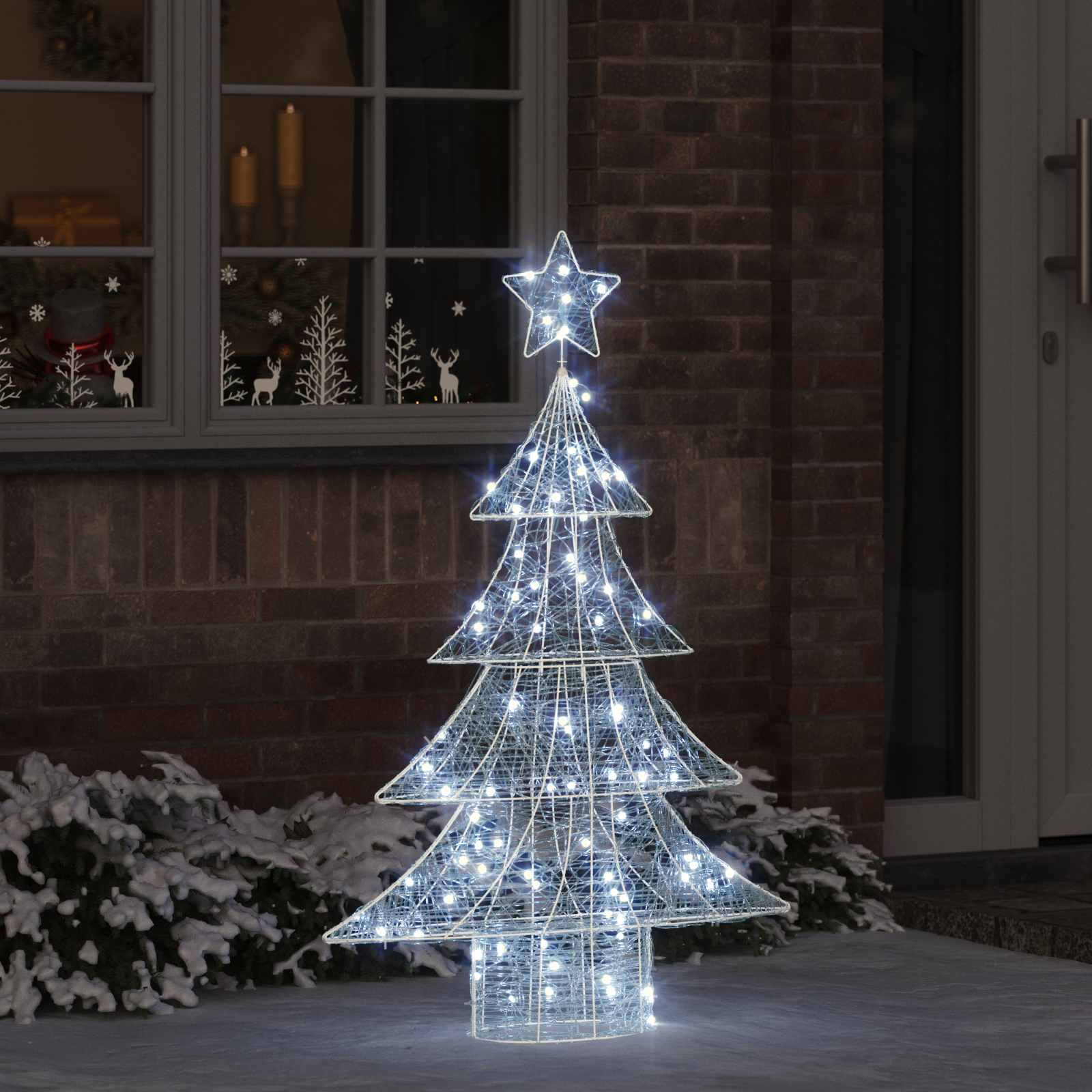 Árvore de natal com 100 leds branco frio 120 cm acrílo
