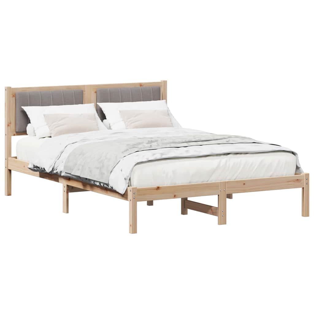Estrutura de cama com cabeceira estofada cinzento-acastanhado
