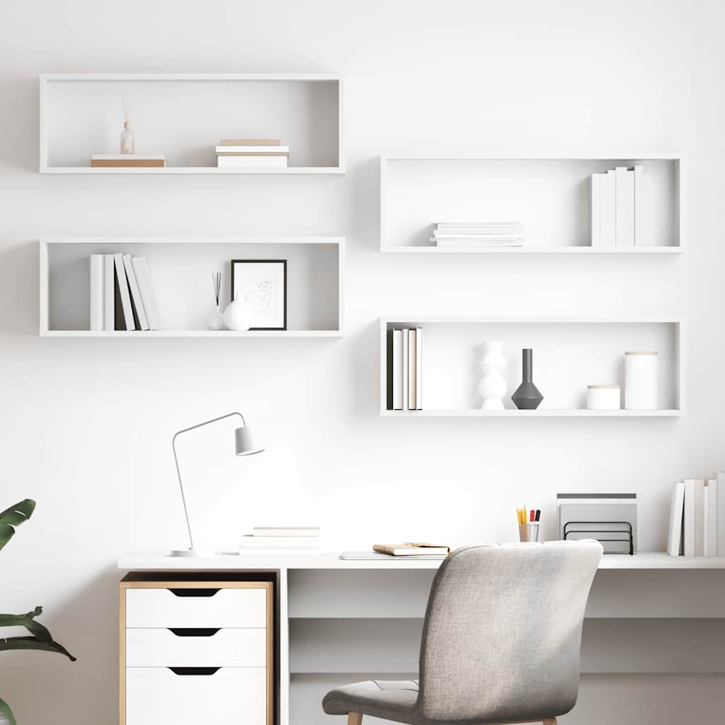 Estantes parede cúbicas 4pcs deriv. madeira 80x15x26,5cm branco