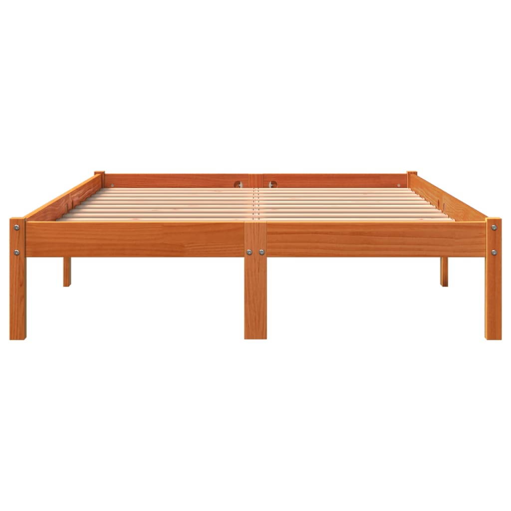 Cama sem colchão 120x190 cm madeira pinho maciça castanho-mel
