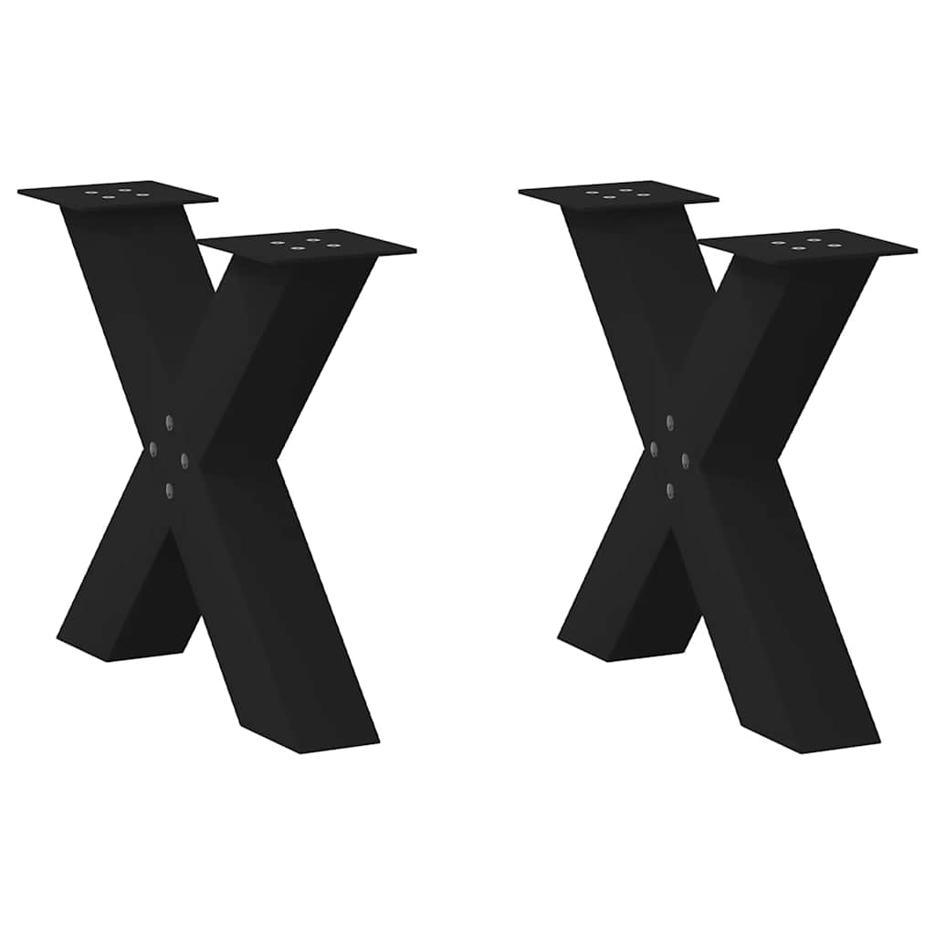 Pés para mesa de centro em formato de x, 2 peças, preto, 50x (42-43) cm, aço
