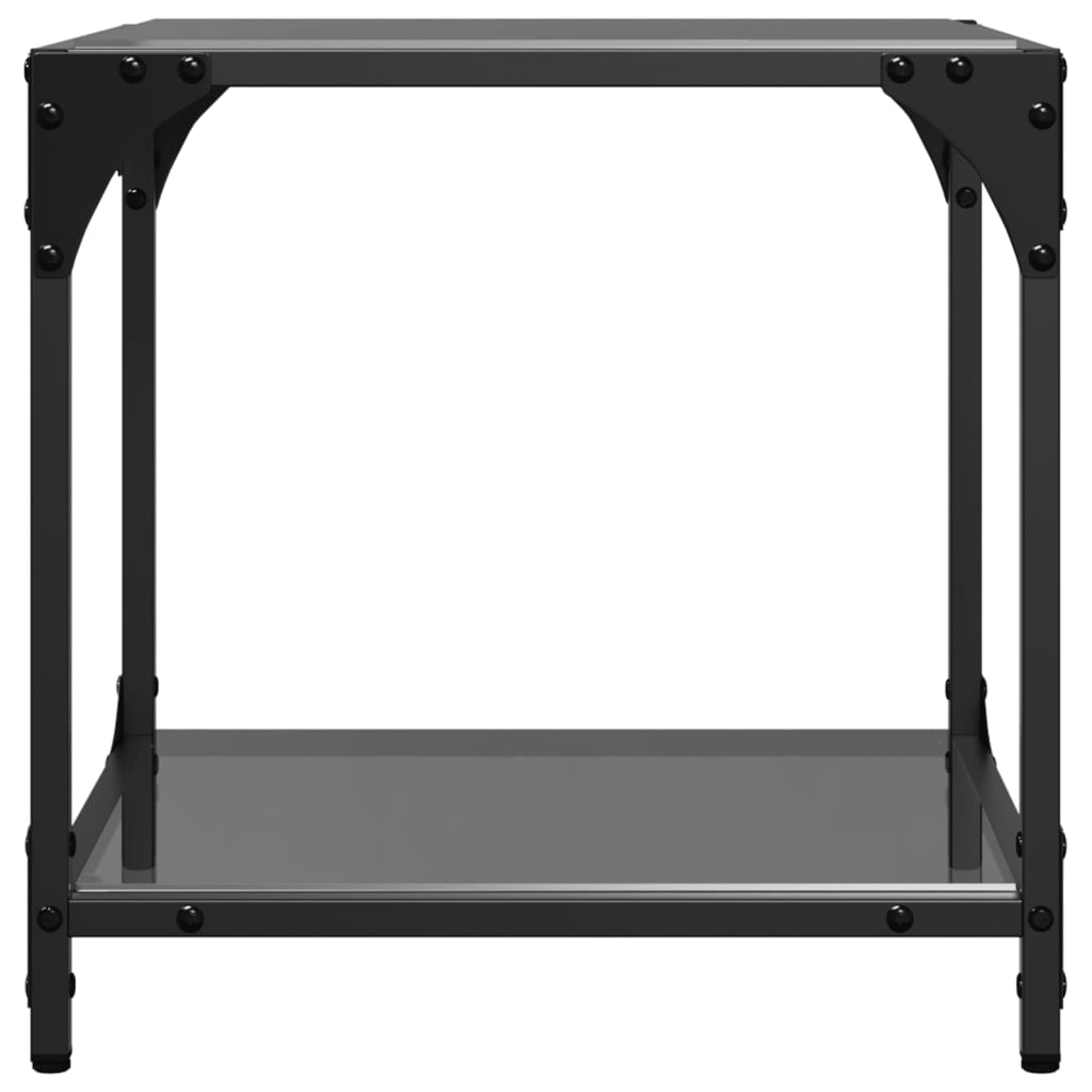 Mesas de centro c/ topo em vidro preto 2 pcs 40x40x40 cm aço