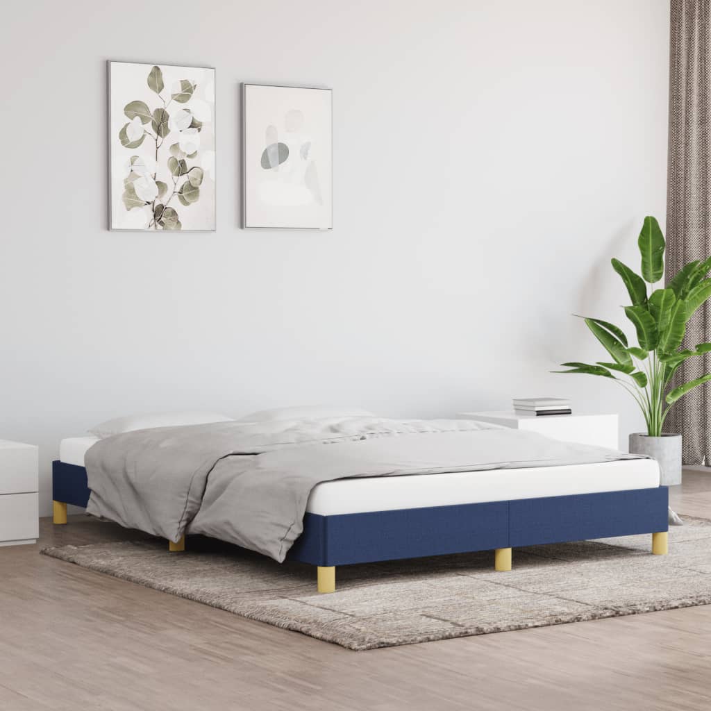 Estrutura de cama sem colchão 160x200 cm tecido azul