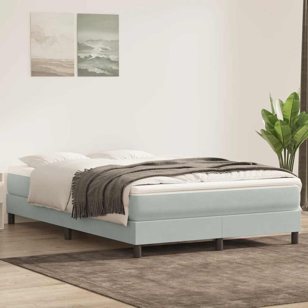 Cama com molas/colchão 160x210 cm veludo cinzento-claro