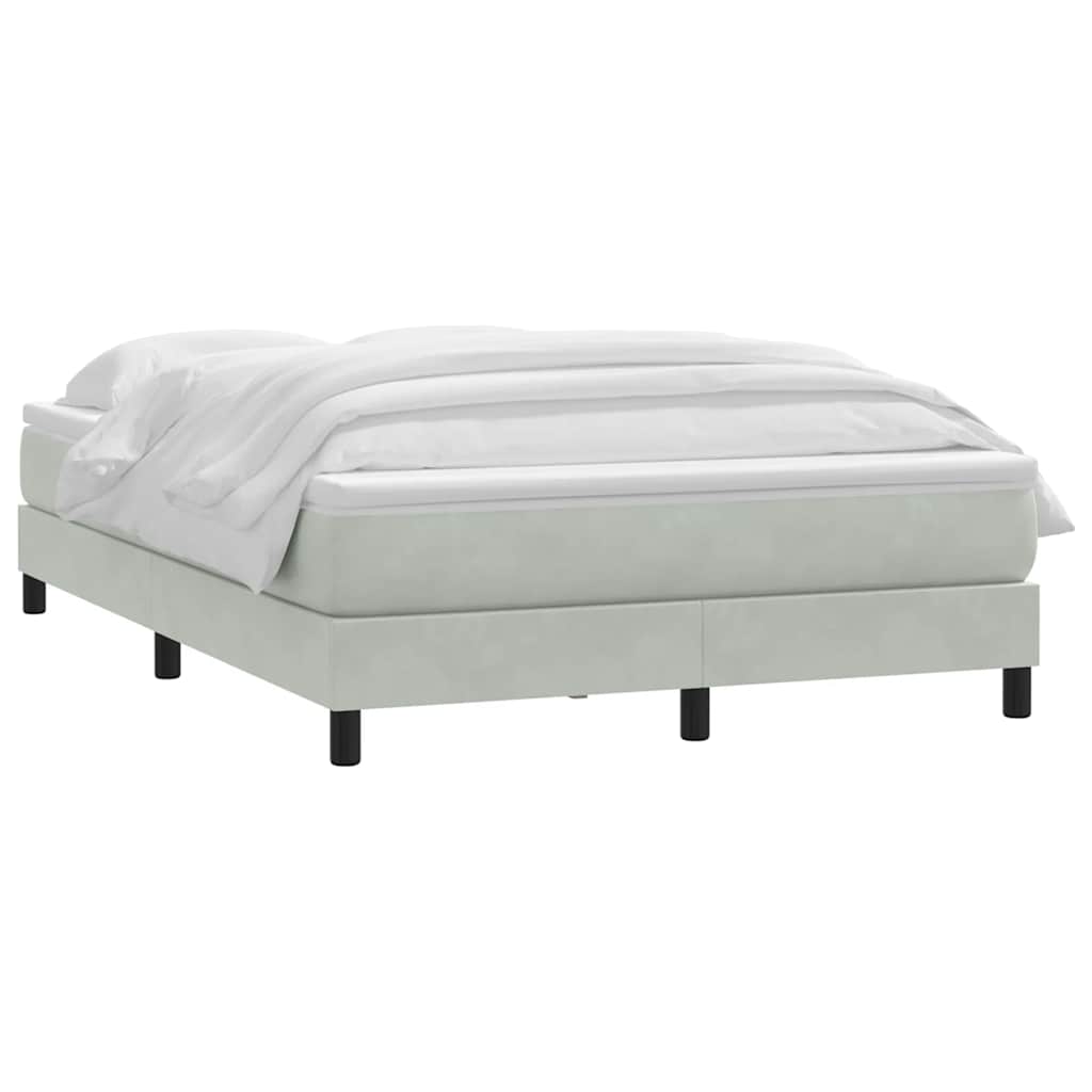 Cama com molas/colchão 160x210 cm veludo cinzento-claro