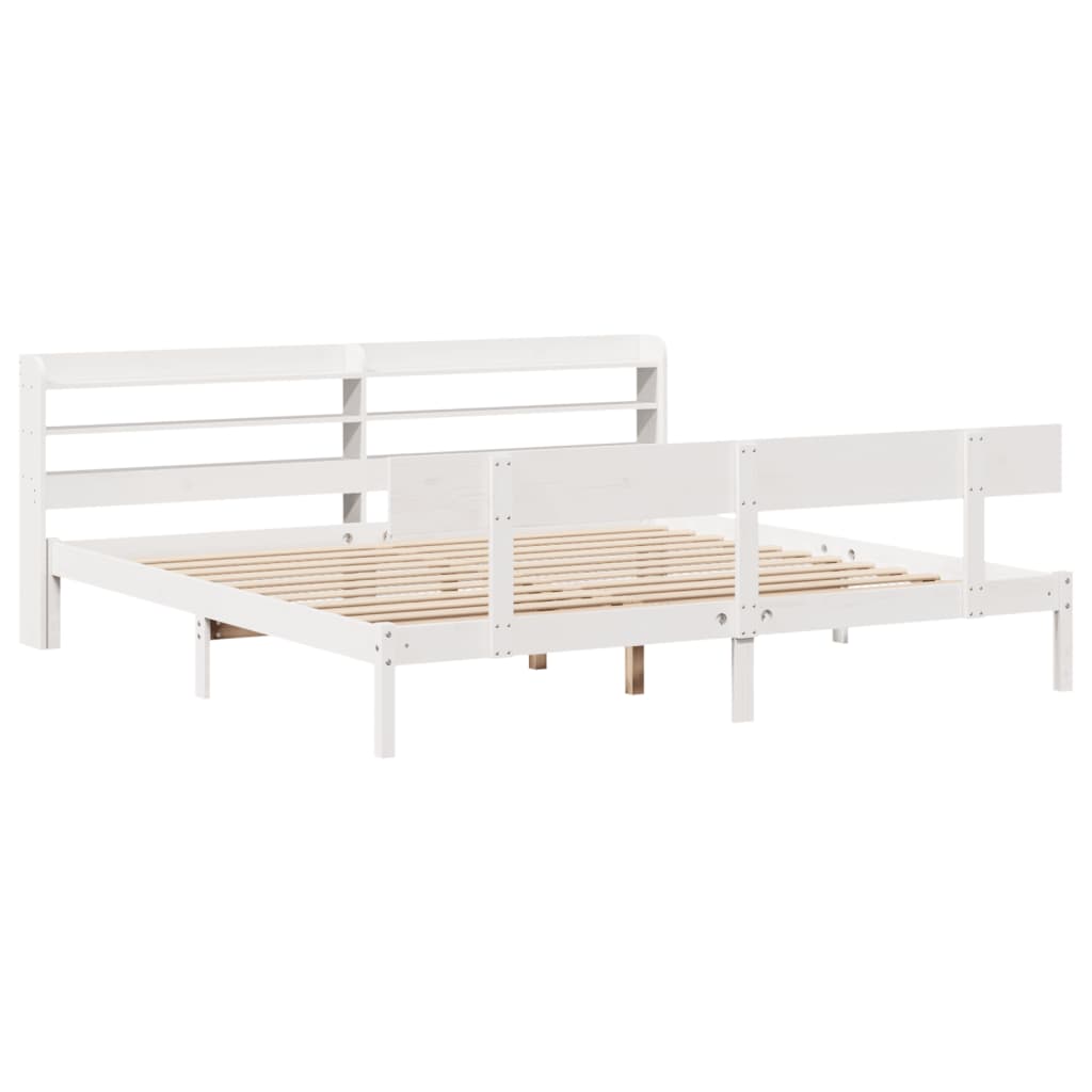 Cama sem colchão 180x200 cm madeira de pinho maciça branco