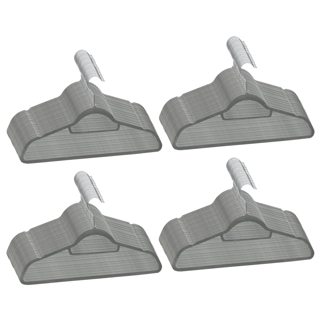 100 Pcs conjunto de cabides antiderrapantes veludo cinzento