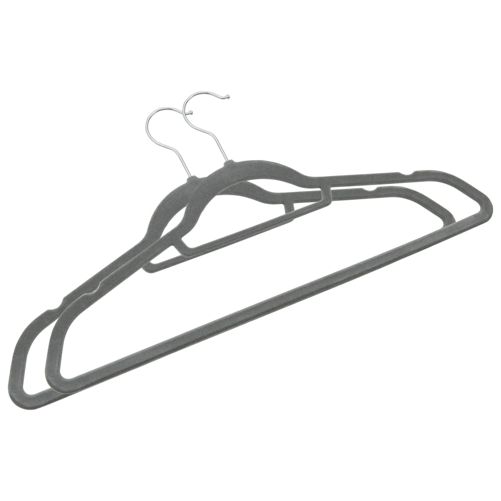100 Pcs conjunto de cabides antiderrapantes veludo cinzento