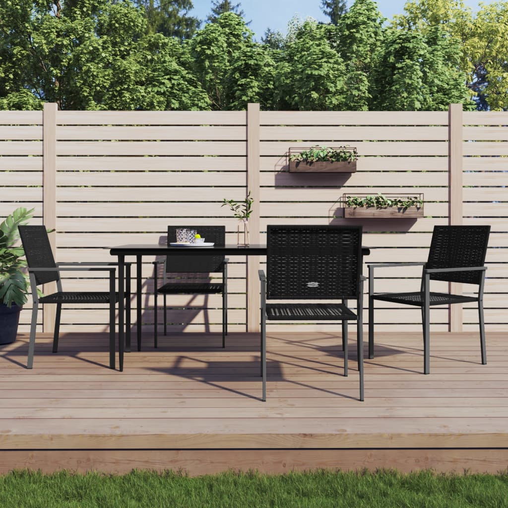 5 Pcs conjunto de jantar p/ jardim vime PE e aço