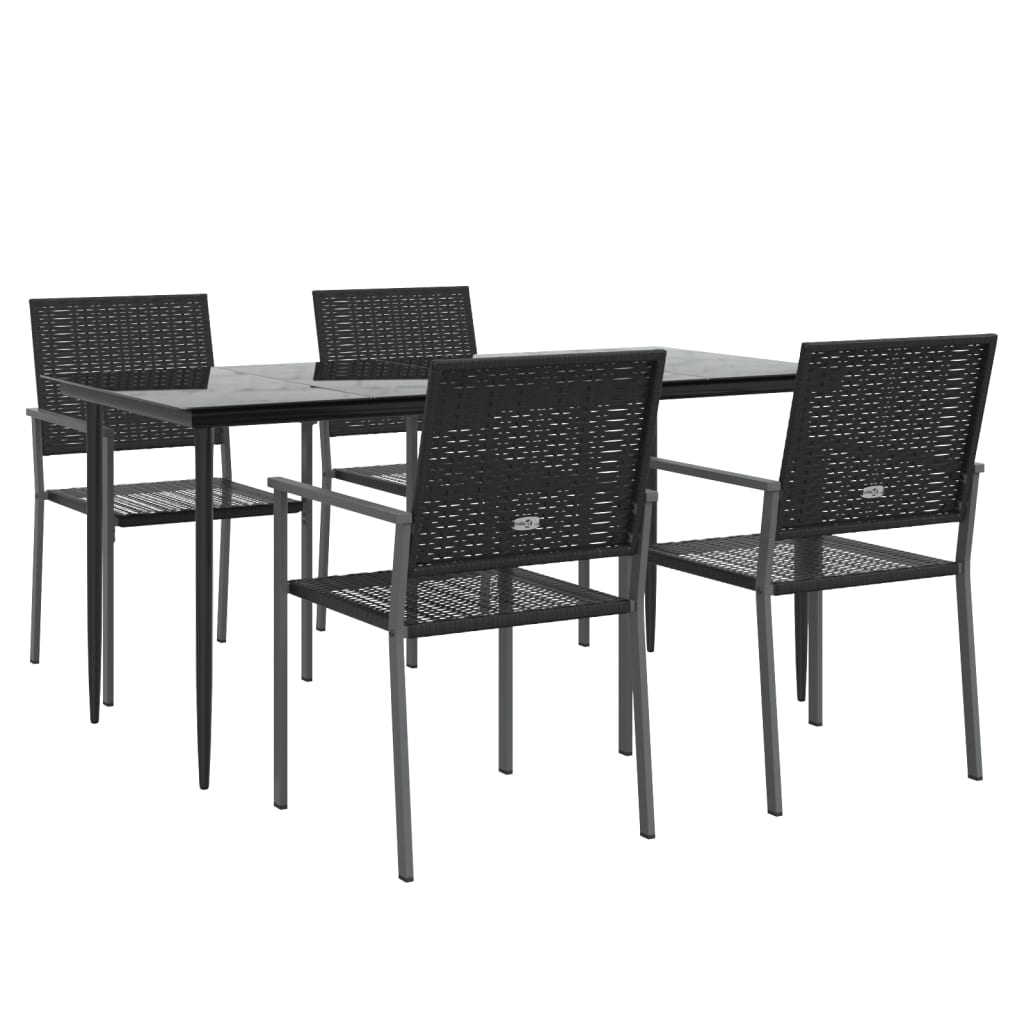 5 Pcs conjunto de jantar p/ jardim vime PE e aço
