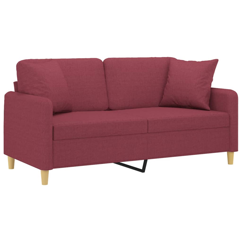 Sofá 2 lug. + almofadas decorativas 140cm tecido vermelho tinto