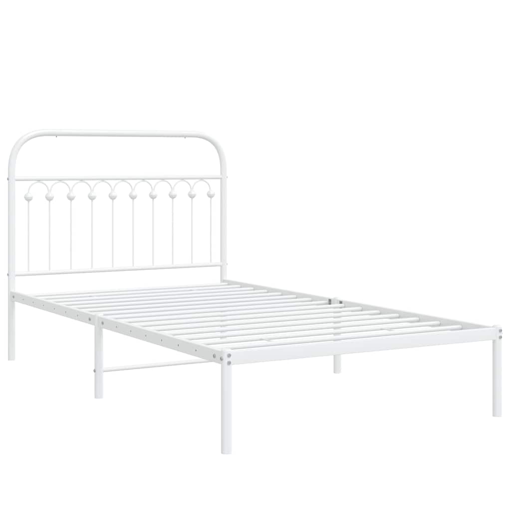 Estrutura de cama em metal com cabeceira 107x203 cm branco