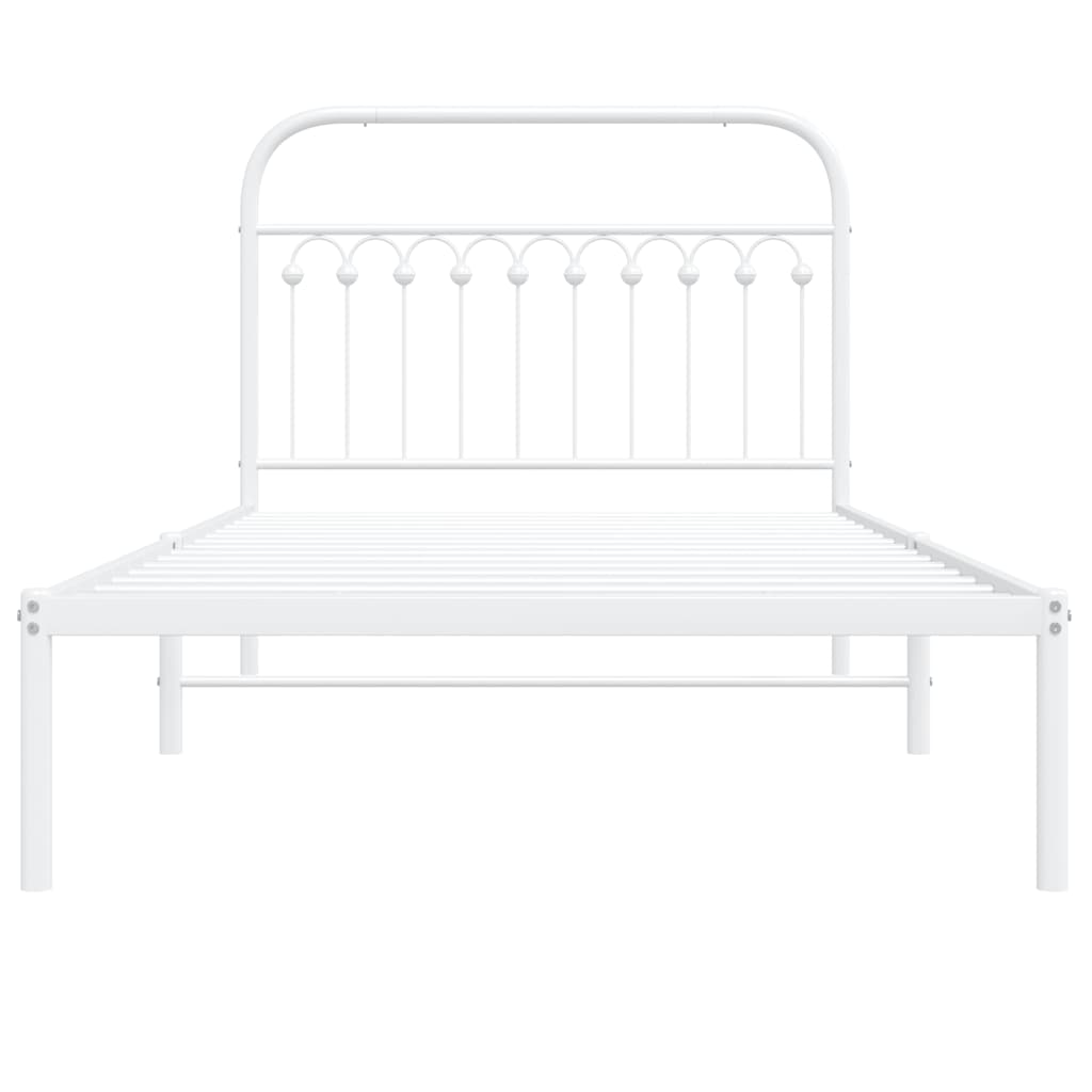 Estrutura de cama em metal com cabeceira 107x203 cm branco