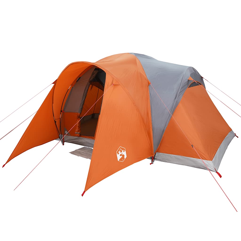 Tenda familiar cúpula para 6 pessoas impermeável cinza/laranja