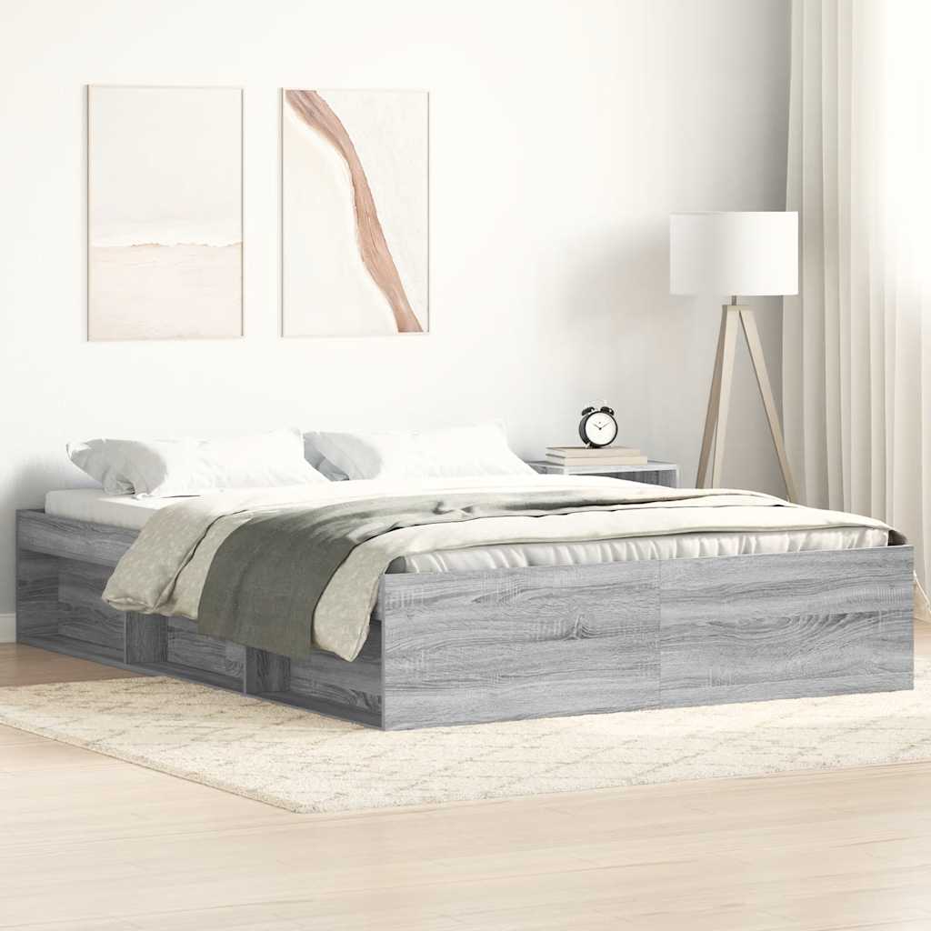 Estrutura de cama 160x200 cm cinza sonoma
