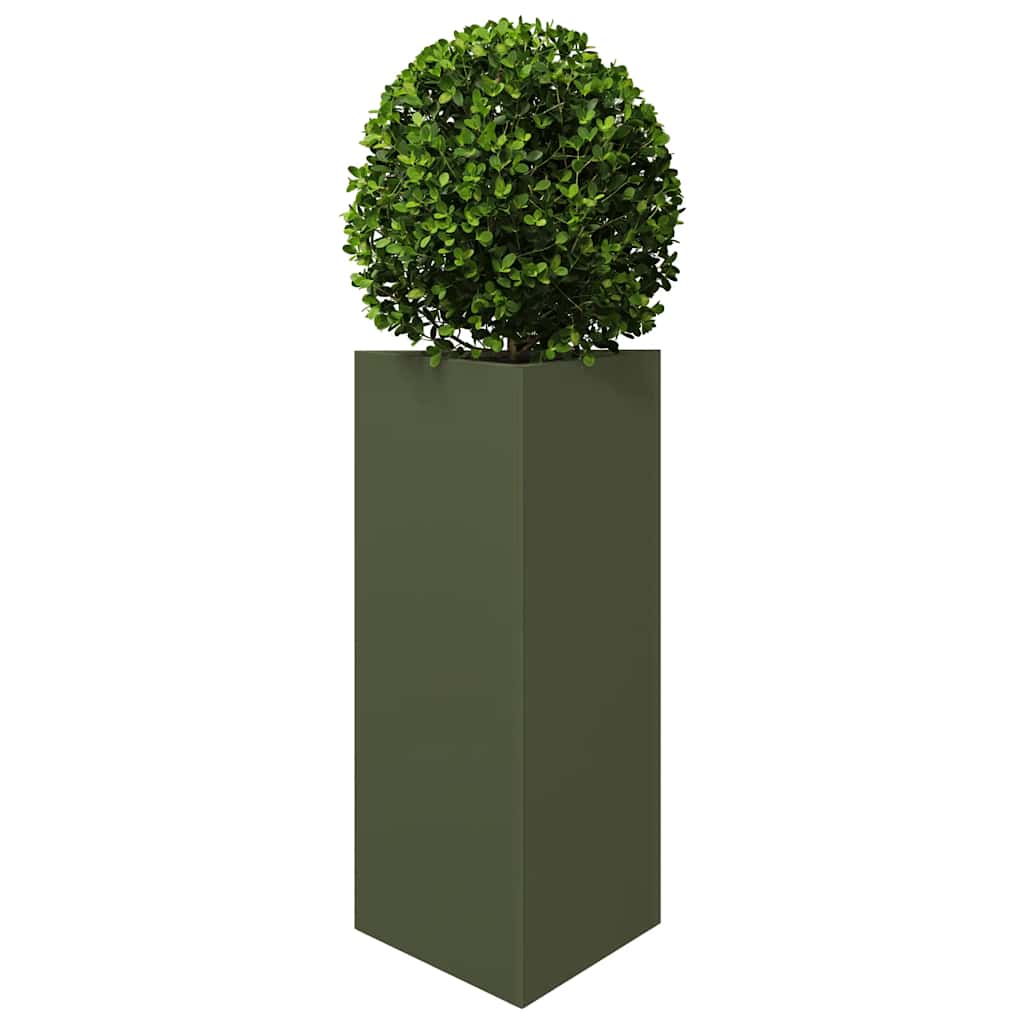 Vaso/floreira triangular 2 pcs 40x34,5x75 cm aço verde-azeitona