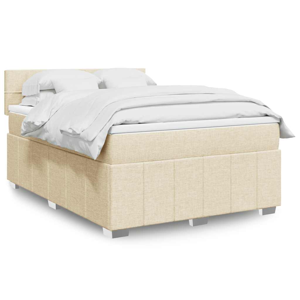 Cama com molas/colchão 140x190 cm tecido cor creme
