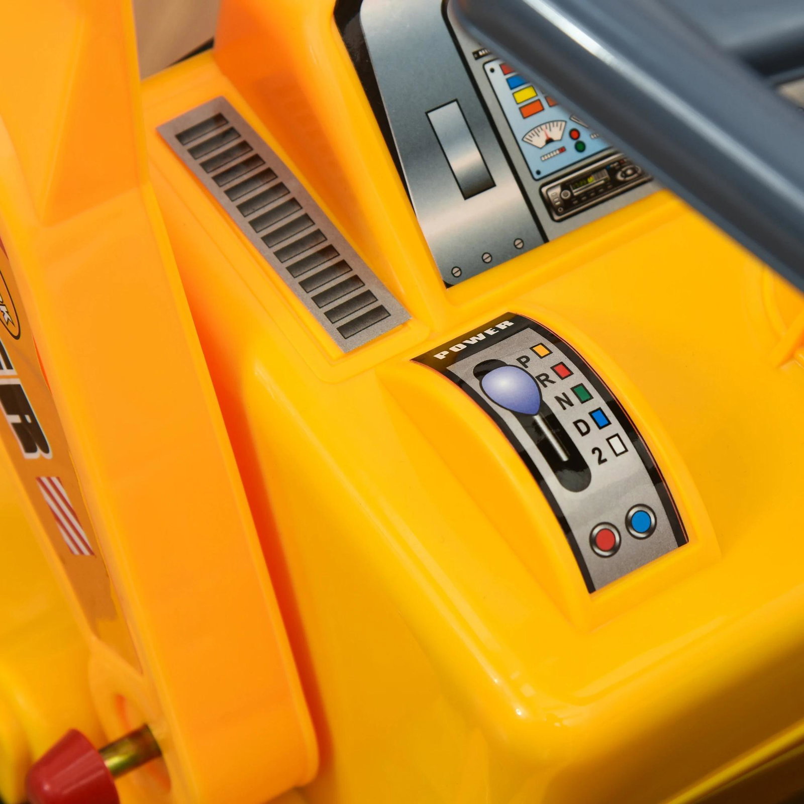 Trator sem pedais para crianças de 2-3 anos com pá escavadora espaço de armazenamento oculto volante e buzina 70x26x37cm amarelo
