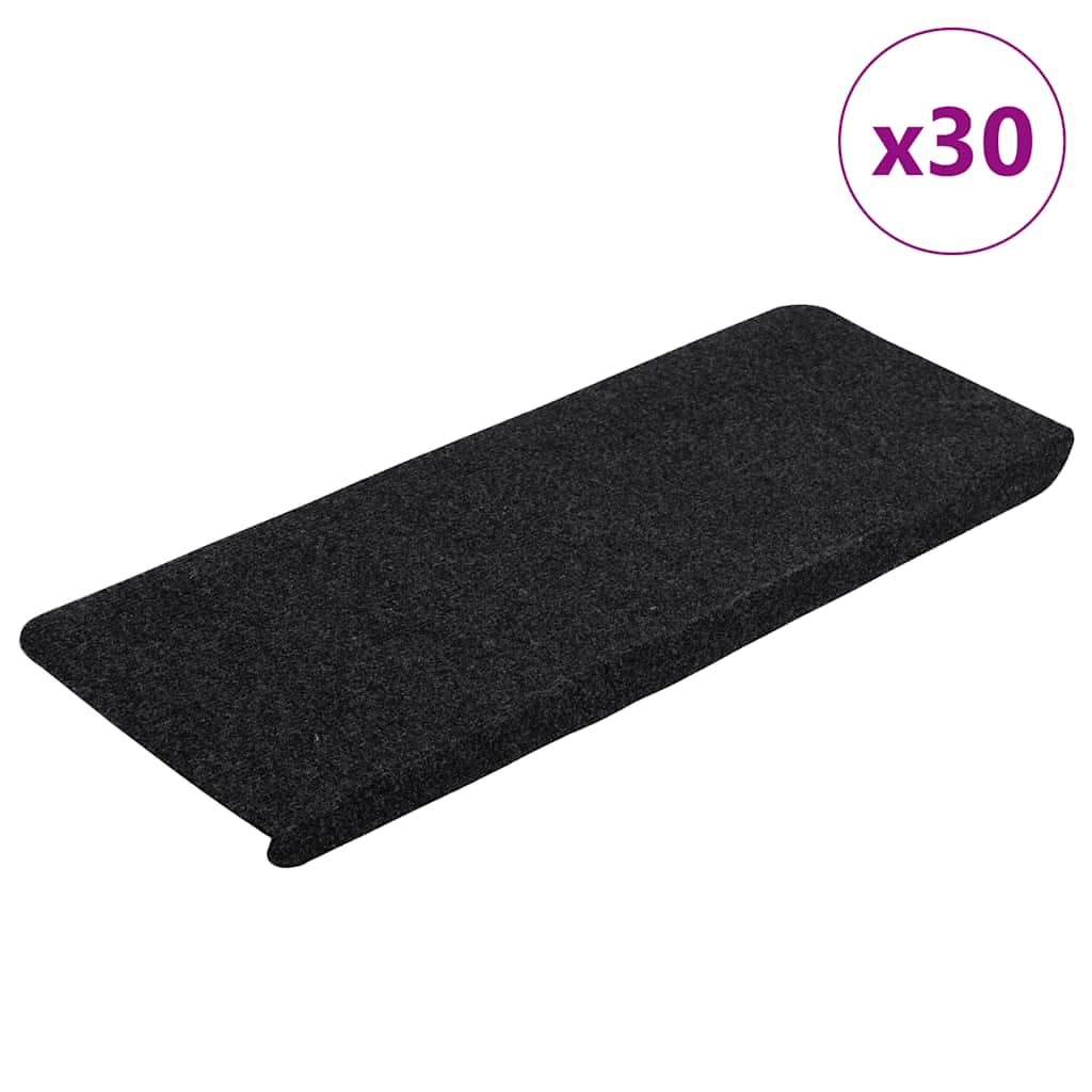 Tapetes de escada adesivos 30 pcs 65x24,5x3,5 cm preto