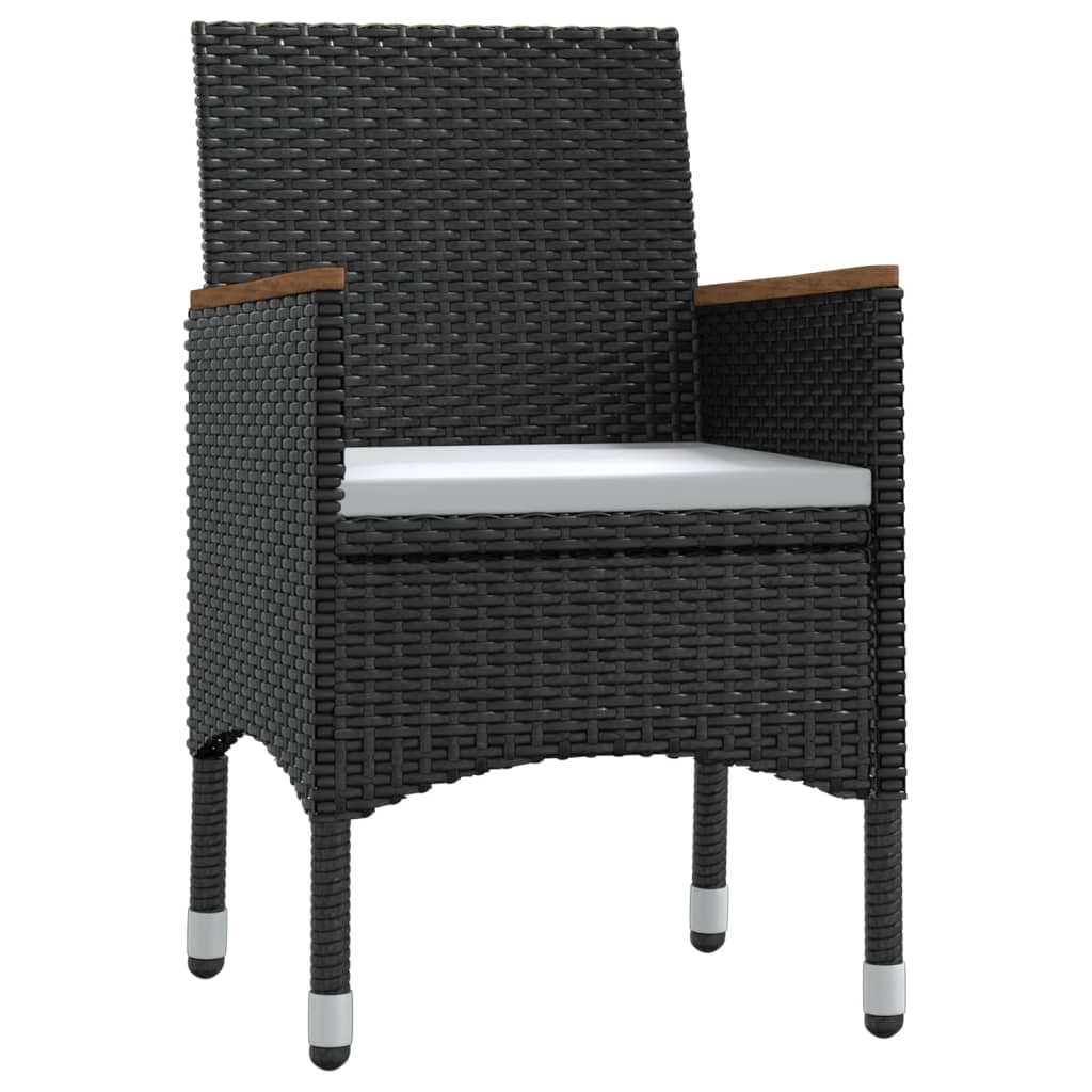 5 Pcs conjunto de jantar p/ jardim c/ almofadões preto