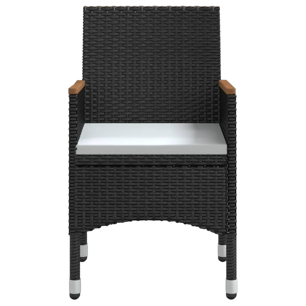5 Pcs conjunto de jantar p/ jardim c/ almofadões preto