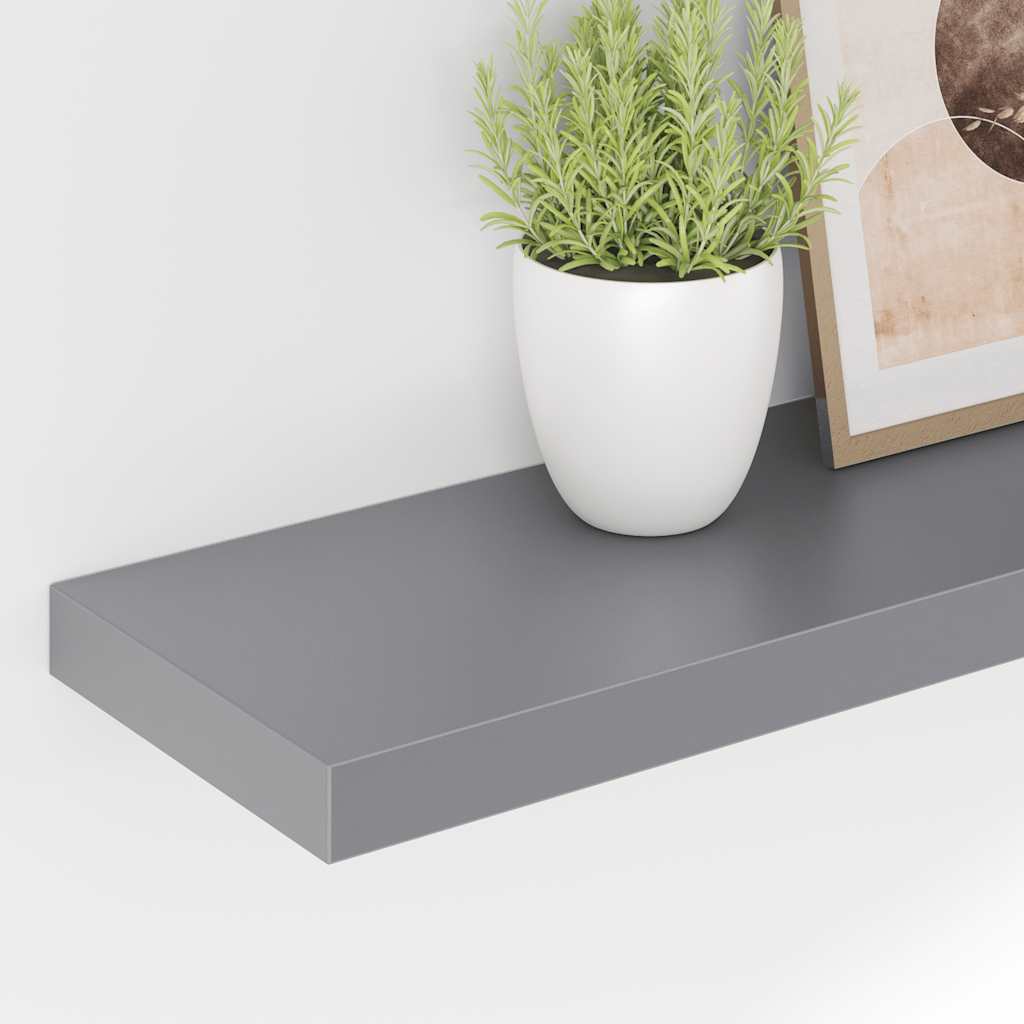 Prateleira de parede suspensa 120x23,5x3,8 cm MDF cinzento