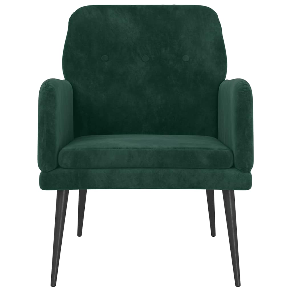 Cadeira c/ apoio de braços 62x79x79 cm veludo verde-escuro