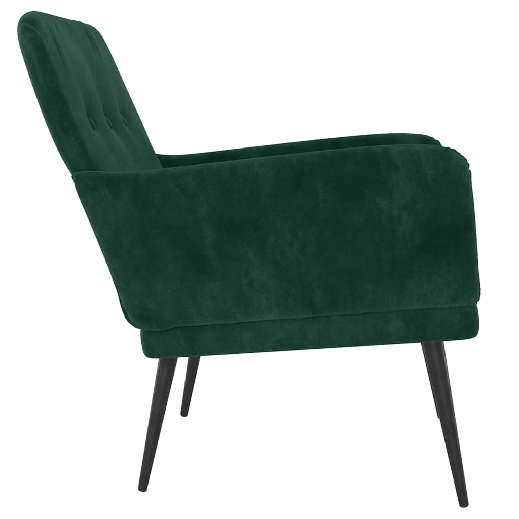 Cadeira c/ apoio de braços 62x79x79 cm veludo verde-escuro