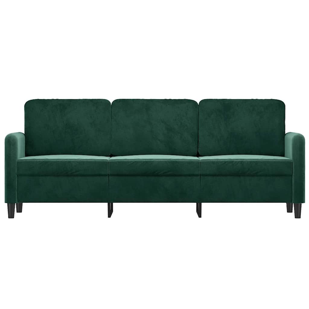 Sofá de 3 lugares 180 cm veludo verde-escuro