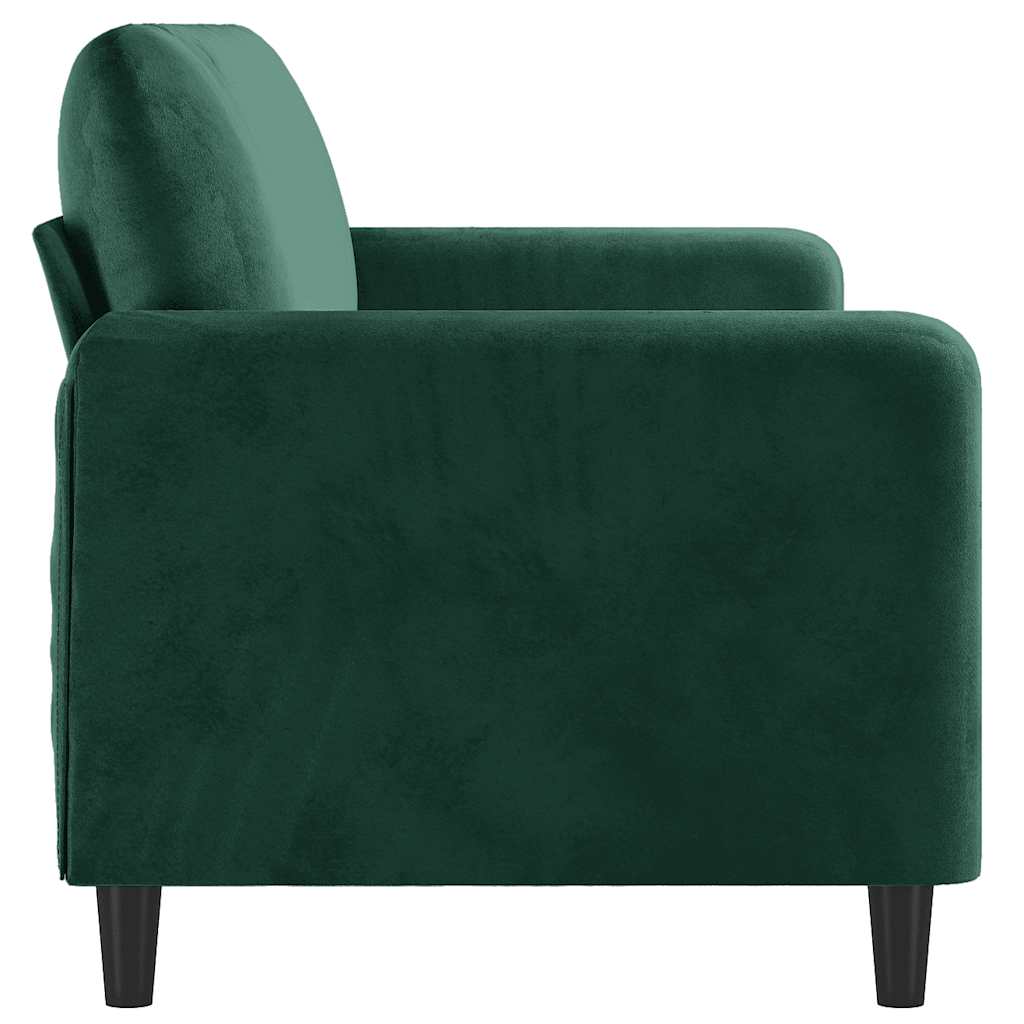 Sofá de 3 lugares 180 cm veludo verde-escuro