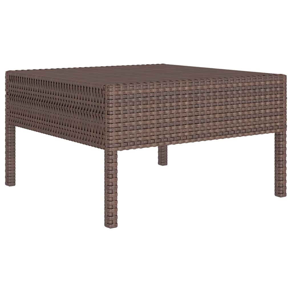 9 Pcs conjunto lounge jardim c/ almofadões vime PE castanho