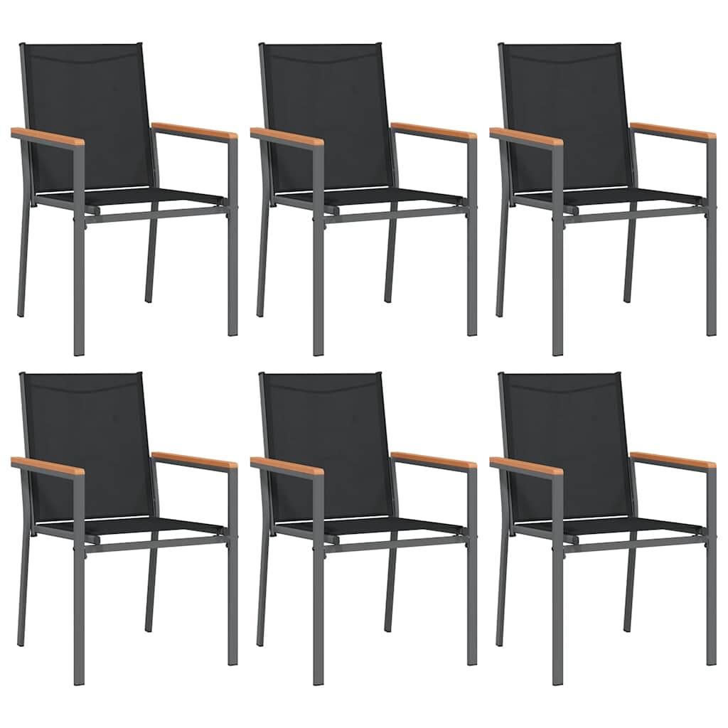 7 Pcs conjunto de jantar para jardim textilene e aço preto